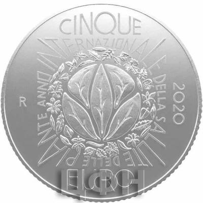 2020, 5 евро Италия, памятная монета - «Международный год здоровья растений» (реверс).jpg