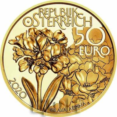 2020 год, 50 евро Австрия, памятная монета «На самом высоком пике», серия «Природные сокровища Альп» (аверс).jpg