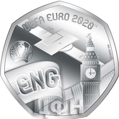 Гибралтар 20 пенсов 2020 год «Англия UEFA EURO  2020» (реверс).jpg