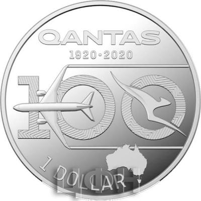 2020 $1 Qantas Centenary 0.5 oz Silver Proof Coin   Australia (реверс).jpg