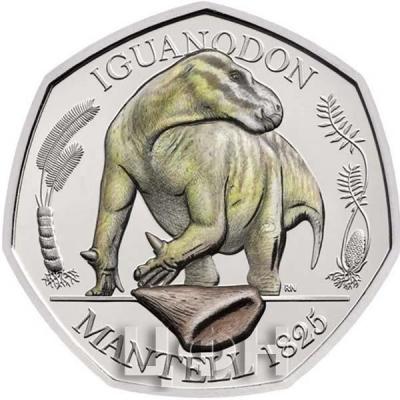 Великобритания 50 пенсов 2020 года «IGUANODON, MANTELL 1825» (2).jpg