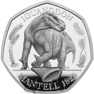 Великобритания 50 пенсов 2020 года «IGUANODON, MANTELL 1825» (3).jpg