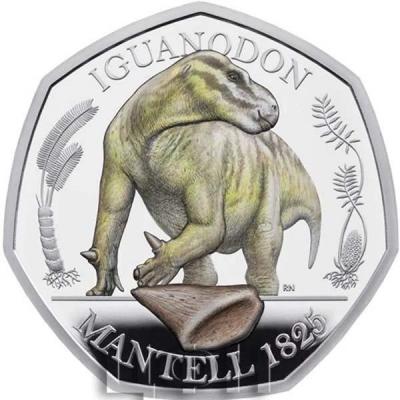 Великобритания 50 пенсов 2020 года «IGUANODON, MANTELL 1825» (4).jpg