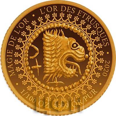 100 франков кфа Конго 2020 года «MAGIE DE L'OR ●  L'OR DES ETRUSQUES» (реверс).jpg