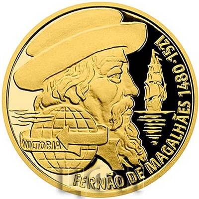 «Zlatá čtvrtuncová mince Na vlnách - Fernão de Magalhães proof».jpg