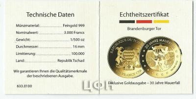 «GOLDMÜNZE - 999er GOLD - REPUBLIK TSCHAD - 3000 FRANCS - 30 JAHRE MAUERFALL» (1).jpg