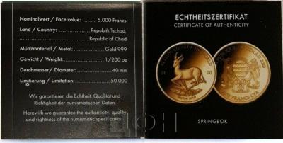 «Goldmünze Springbock 2020, 999 Fine Gold, Republik Tschad, 5000 Francs» (1).jpg