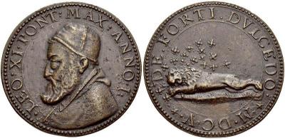 Leo XI (Alessandro Ottaviano de' Medici, 1535-1605), Pope 1605, bronze. diameter - 37 mm, weight - 19.9 gr.jpg