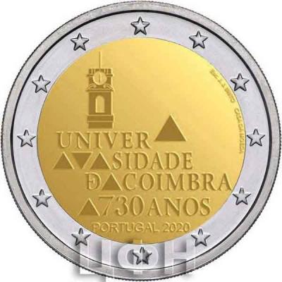2020 год, 2 евро Португалия, памятная монета - «730 лет университету Коимбры».jpg