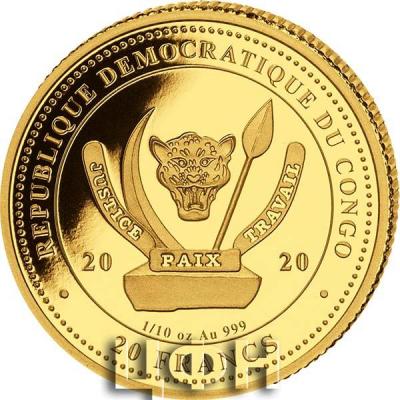 2020 «REPUBLIQUE DEMOCRATIQUE DU CONGO» «20 FRANCS» - «0.10 oz Au .999»..jpg