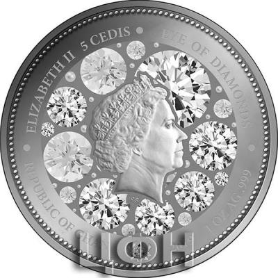 5 Cedis 2019 Ghana EYE OF DIAMONDS 1 Oz Silver Coin.jpg