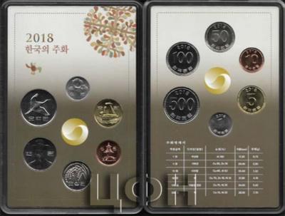 2018 South Korea Original Mint Set . 6 COINS  1 WON, 5 WON, 10 WON, 50 WON, 100 WON, 500 WON (2).jpg