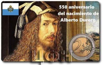2021, 2 евро Сан-Марино, памятная монета - «550 лет со дня рождения Альбрехта Дюрера» (2).jpg