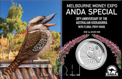 «2020 ANDA Melbourne - Kookaburra 1oz Silver Coin With Pink Common Heath Privy» (2).jpg