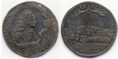 SACHSEN-SAALFELD Johann Ernst VIII., 1680-1729. Reichstaler 1720, Saalfeld. Ausbeute der Saalfelder Gruben. Dav. 2742 RR.jpg