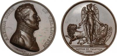 27 - 28 июля 1809 года состоялась битва при Талавере. Empire Napoleon Ier Médaille Bataille de Talavera 1809 Wellington. Bronze. Diamètre 41mm.jpg