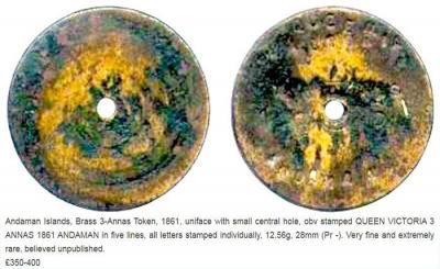 1 Andaman Islands, Brass 3-Annas Token, 1861.jpg