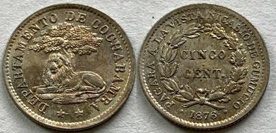 Cochabamba 5 centavos token Nicasio de Gumucio Echichipea 1876.jpg
