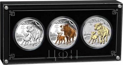 «OX Lunar Year Series III Set 3x1 oz серебряные монеты 1 $ Австралия 2021» 1.jpg