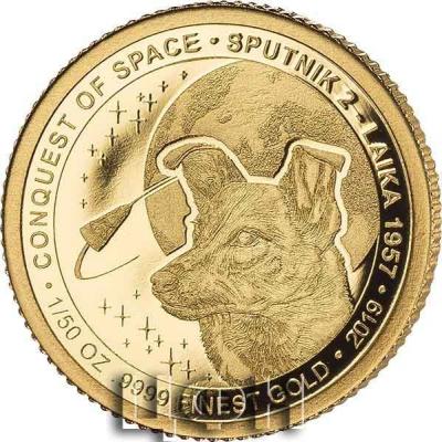 100 Francs Elfenbeinküste Sputnik 2 - Laika 2019.jpg