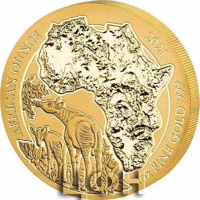 «2021 1OZ RWANDA AFRICAN OUNCE - OKAPI .999 GOLD COIN BU»..jpg