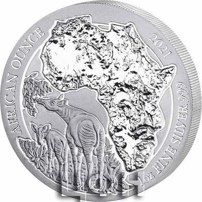 «2021 1OZ RWANDA AFRICAN OUNCE - OKAPI .999 SILVER COIN BU»..jpg