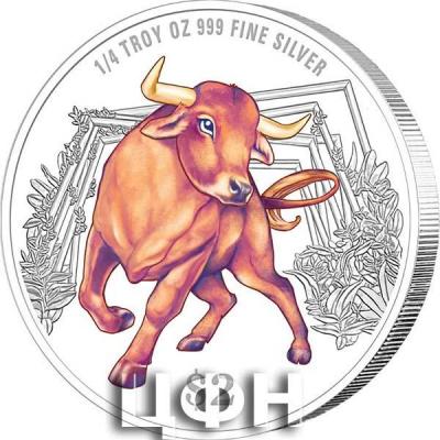 «2021 Singapore Lunar Ox 14 troy oz 999 Fine Silver Proof-Like Colour Coin».jpg