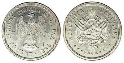 Pattern 20 centavos La Paz 1868.jpg