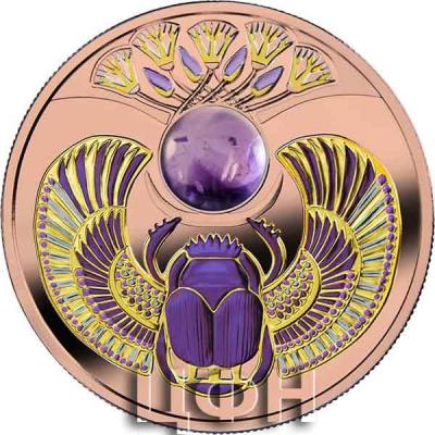 «AMETHYST SCARABAEUS – 2021 $1 PURE SILVER ROSE GOLD PLATED COIN WITH AMETHYST INSERT – MINT OF POLAND – NIUE» (2).jpg