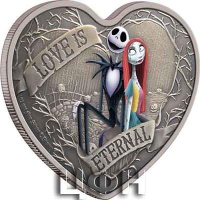 «THE NIGHTMARE BEFORE CHRISTMAS LOVE IS ETERNAL DISNEY – 2021 1 OZ PURE SILVER ANTIQUED HEART SHAPED COIN – NIUE – NZ MINT» (2).jpg