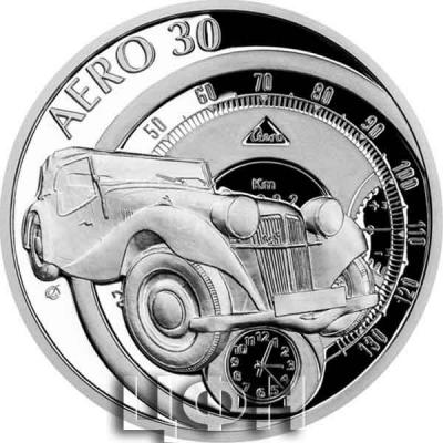 «Stříbrná mince Na kolech - Osobní automobil Aero 30 proof».jpg