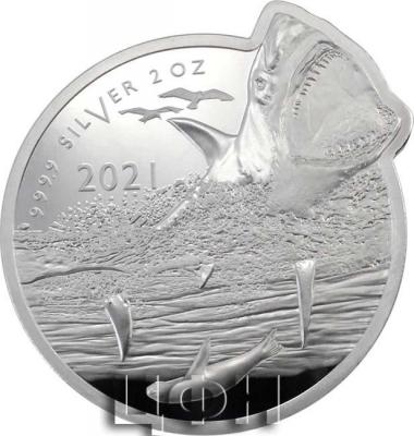 «GREAT WHITE SHARK Ocean Predators 2 Oz Silver Coin 5$ Solomon Islands 2021»..jpg