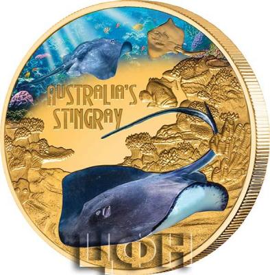 «STINGRAY Australia Deadly Dangerous 1 Oz Gold Coin 100$ NIUE 2021»..jpg