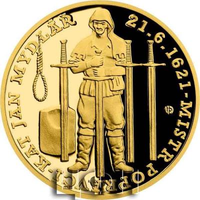 «Gold coin Old Town Square execution - Hangman Mydlář proof»..jpg