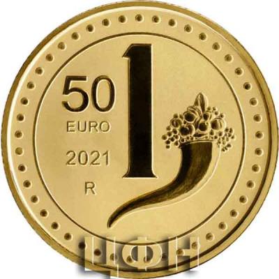2021, 50 евро Италия, памятная монета - «Итальянская лира - Весы».jpg