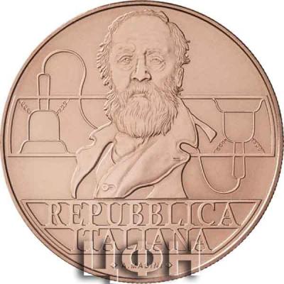 2021, 5 евро Италия, памятная монета - «150 лет со дня изобретения телефона Антонио Меуччи»..jpg