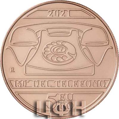 2021, 5 евро Италия, памятная монета - «150 лет со дня изобретения телефона Антонио Меуччи».jpg