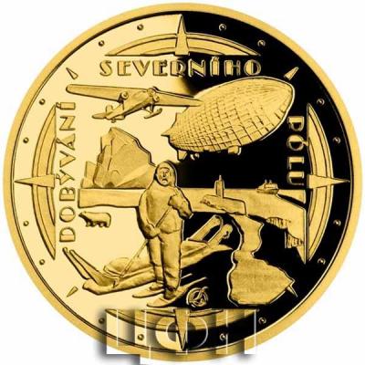 «Gold quater-ounce coin Polar explorers - The conquest of the North Pole proof».jpg