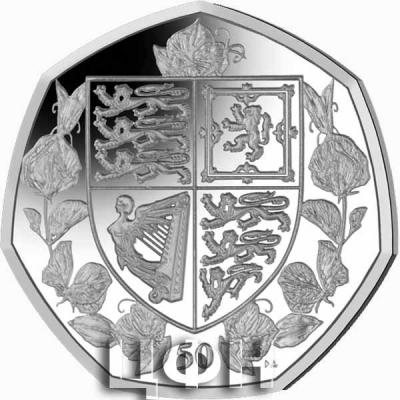 «The Queens 95th Birthday Coat of Arms - 2021 Unc. Cupro Nickel Diamond Finish 50p Coin - BIOT» 2.jpg