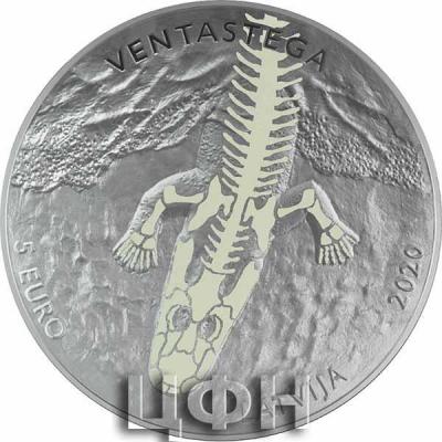 «2020, 5 евро Латвии, памятная монета - «Вентастега»..jpg