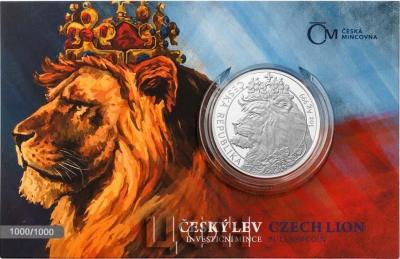 2021 - STŘÍBRNÁ MINCE ČESKÝ LEV 2 NZD - 1 OZ ČÍSLOVÁNO..jpg