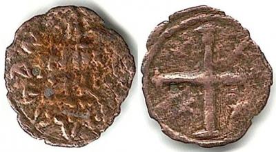 Византия Константинополь Manuel II Paleologus фолларо 0,40gr 14,3mm 192,33.jpg