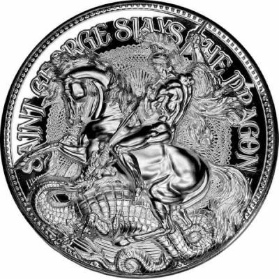 «ST GEORGE Slays The Dragon 2 Oz Silver Coin 10000 Francs Chad 2021 Proof»..jpg
