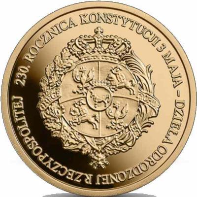 «230. rocznica Konstytucji 3 Maja – dzieła odrodzonej Rzeczypospolitej , 100 zł, rewers».jpg