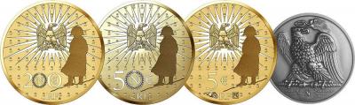 «200 Euro - 50 Euro - 5 Euro NAPOLEON BONAPARTE BICENTENARY Fractional Set 4 Gold and Silver Coins 200€ France 2021 Proof.».jpg