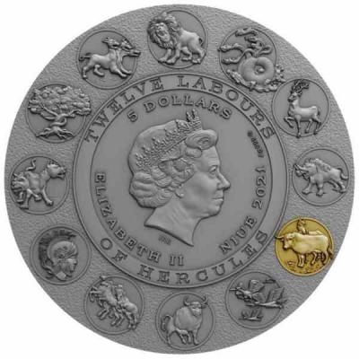 «5 Dollars AUGEAN STABLES Twelve Labours of Hercules 2 Oz Silver Coin 5$ Niue 2021 Antique Finish.».jpg