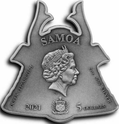 «5$ Samoa 2021 SAMURAI MASK Ancient Warriors 2 Oz Silver Coin».jpg