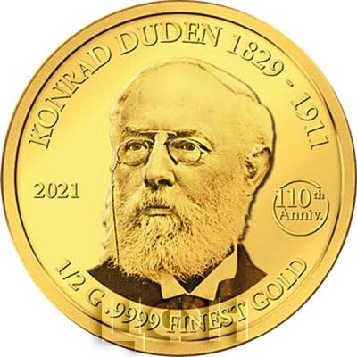 «Smallest gold coins 110th anniversary of the death of Konrad Duden - 25 dollar gold coin, Liberia».jpg
