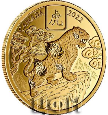 «100 Dollars TIGER Lunar Year gold Coin 15$ Canada 2022 Proof».jpg
