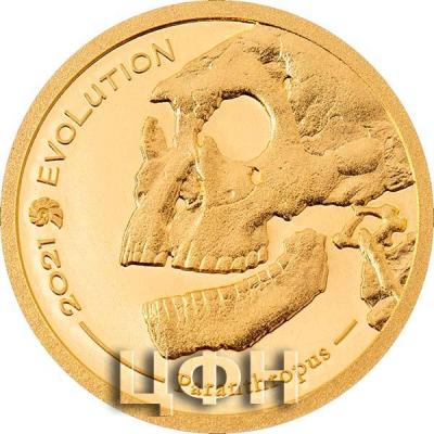 «Golden Paranthropus Evolution of Life 0.5 g gold Coin 1000 Togrog Mongolia 2021».jpg